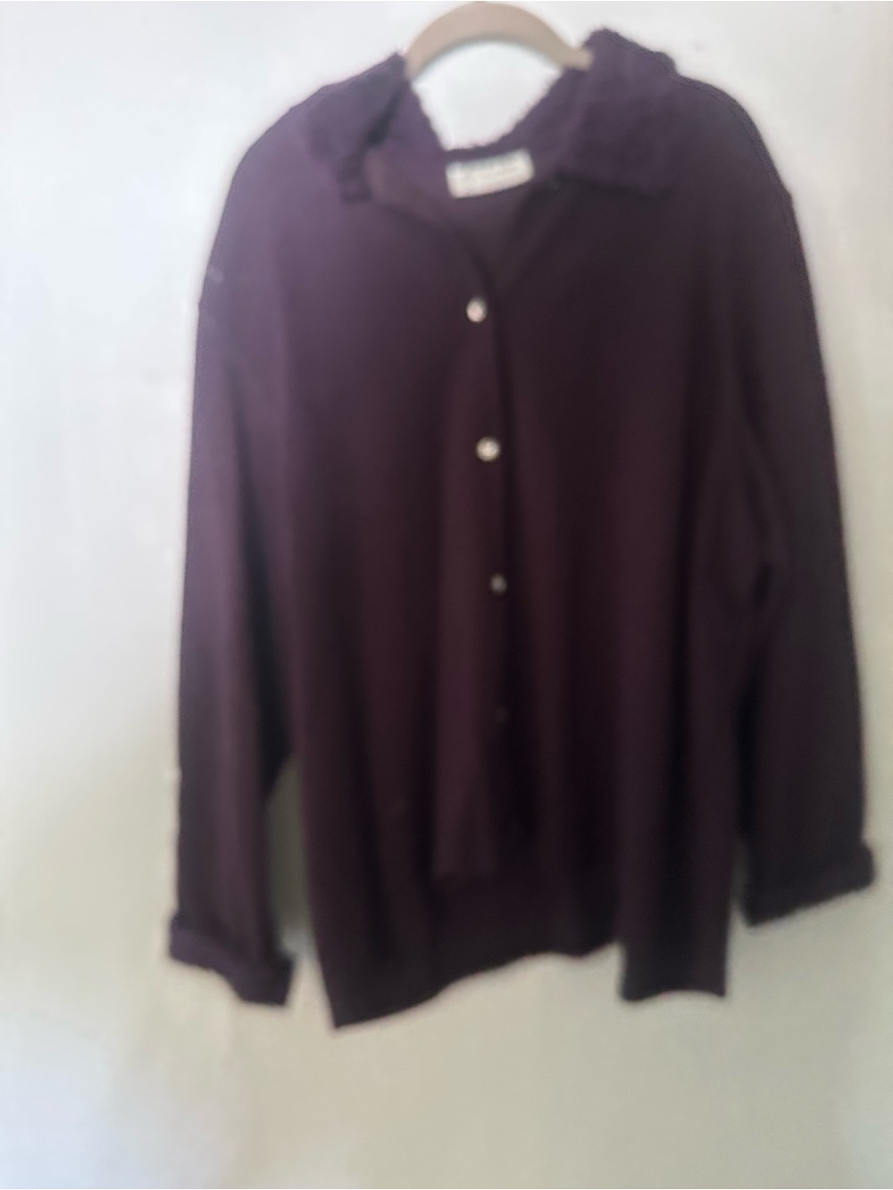 Women's Button-Up Collared Top - Deep Plum